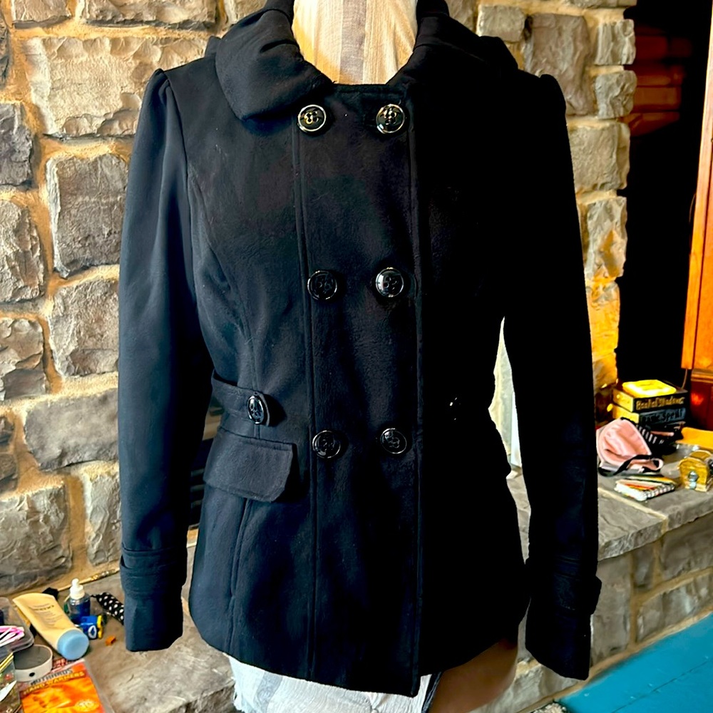 Celebrity pink coat with hood size large